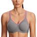 SYROKAN Women's Full Support High Impact Racerback Lightly Lined Underwire Sports Bra 38C Multicoloured #2