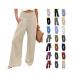 TUNUSKAT Womens Cotton Linen Wide Leg Pants Summer Casual High Waisted Palazzo Pants Baggy Lounge beach Trousers with Pocket Medium A1_khaki