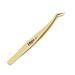Eyelash Extension Tweezers for Volume Lashes Make Fans Professional Tweezer Tools Precision Stainless Steel 45 Mega Curved Angled 17mm Fine Tip for Eye Lash Extensions Supplies Gold Tweezer