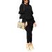 KANSOON Women 2 Pieces Outfits Puff Sleeve Top and Long Flounced Pants Sweatsuits Set Tracksuits