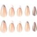 Justotry 24 Pcs Gold Glitter Almond Short False Nails - French Press on Nails | Trendy Nude Fake Nails with Glue | Stiletto Medium Stick on Nails for Women - Buy Online on SooperMarket.com