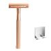 Oueyfer safety razor Double -sided head made of zinclegation and metal handle Bart hair removal razor rose gold razor with bracket