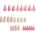 LADYING 24 Pcs Almond Fake Nails Short Peach Pink with White Flower Designs - French False Nails Set for Women - Buy Online on SooperMarket.com