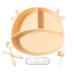 4-Piece Set Baby Suction Plate Non-Slip Silicone Baby Divided Placemat Divided Suction Plates Child Sucker Toddler Baby Feeding Plate with Bendable Fork & Spoon for Self Feeding Training(Yellow)