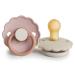 Frigg Daisy latex Schnuller |2-pack |Daisy Block Natural rubber Schnuller |Symmetrical cherry shape |BPA-free |Made in Denmark |Latex pacifier |Biscuit/Cream size 1 (0-6 months) Biscuit/Cream size 1 (0-6 months)
