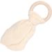 Alomejor Baby Wooden Teething Ring - Soothing Cotton Gauze Handle Ears Design Beige - Safe & Natural Infant Relief - Buy Online on SooperMarket.com