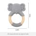 Elephant Baby Teething Toy - Natural Wooden Ring, Food-Grade Silicone, 12+ Months - Buy Online on SooperMarket.com