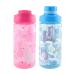 Koohot 15oz Kids Water Drinking Bottle - BPA Free Flip Straw Cap Carry Loop Chug Lid Wide Mouth Lightweight Leak-Proof with Cute Design for Girls & Boys 2 Pack - Alpaca/Unicorn Alpaca+Unicorn