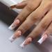 RikView Square Press on Nails Long Fake Nails French Tips Nails with Pearls White Nails Glossy Square Nails
