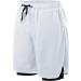 Ronony Men's 2-in-1 Sports Shorts | Quick-Drying Summer Running & Gym Shorts - White - Buy Online on SooperMarket.com