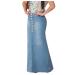 Sanahy Womens Casual Front Button High Waist Washed Denim A-Line Skirts Long Jean Skirt Knee Length Fishtail Skirts Jean Skirts XL Light Blue