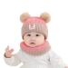 Clysburtuony Newborn Handmade Hat Knitted Crochet Cap for Babies (0-3 Months) Infants' Big Bow Headwrap One Size Pink&Gray