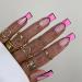 24 Piece Pink Comic Nails Long Press on Nails  Wsimily French Acrylic Fake Nails Cartoon Square False Nails Artificial Fingernails Manicure Decoration with 24 Adhesive Tabs for Women Girls