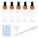 5Pcs Transparent Dropper Bottle 20ML Plastic Eye Dropper Bottles for Essential Oil Pipette Refillable - with Measured Pipette Funnel and Labels (Black + Gold Cap) 20ml Black + Gold Cap
