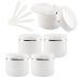 Tianzd 5 piece of empty Small 30 ml white plastic screw can cream box can gel tap with silver band lid cosmetics container ointment cosmetic container empty box with 5 pieces spoon 30ml