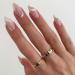 KXAMELIE Medium Length Almond Press on Nails with Designs,Nude White Swirls Acrylic Nails Press on,Stick on Nails for Women,Glue on Nails Fake Nails for Daily Wear,Salon Perfect Wedding Nails Striped