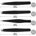 Classycoo Professional Eyebrow Tweezers Set - 4Pcs Stainless Steel Precision Kit for Eyebrows, Facial Hair, Ingrown Hair & Splinter Removal - Black - Buy Online on SooperMarket.com