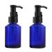 MZUU 2PCS 60ML/2OZ Empty Refillable Blue Glass Pump Bottles with Pump Vial Cosmetic Jar Cleansing Oil Emulsion Essence Cream Lotion Essential Oil Pump Dispenser