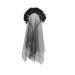 SUNTRADE Women Girls Zombie Bride Black Veil with Flowers Hairband for Halloween Cosplay Wedding Costume Headwear