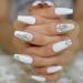 White 3D Shiny Holo Gems French Coffin Ballet False Nail Set | Coolnail Press-On Nails - 24pcs/set - Buy Online on SooperMarket.com