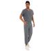 VIAOLI Athletic Scrub Set for Men V-Neck Scrub Top & Yoga Jogger Scrub Pants with 8 Pockets Medical Nursing Working Uniform Grey Large
