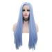 SHIYID Silky Straight Synthetic Lace Front Wigs Sky Blue Long Heat Resistant Fiber hair Part Wigs Women