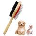 Dog Brush Double Sided Wooden Dog Brushes for Grooming Messaging & Cleaning 2 in 1 Pin & Bristle Soft Pet Hair Brush for Dogs & Cat Long or Short Haired