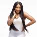 European and American chemical fiber wigs long straight hair black wig headgearDark brown Dark brown