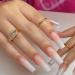 RikView Long Press on Nails French Acrylic Nails Gradient Nude Press on Nails Coffin Fake Nails Pink Nails Glossy Nails Square French L