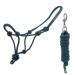 Horse Rope Halter Stiff Polyester Training Halter With Matching Lead Rope For Horses Multiple (Shetland Bottle Green) Shetland Bottle Green