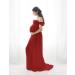 FEOYA Maxi Maternity Dress Chiffon Lace Strapless Gown | Red | Split Front | Photography | Full Length - Buy Online on SooperMarket.com