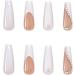 White French Fake Nails with Rhinestones and Sequins | Long Stick on False Nails Art Kit - Buy Online on SooperMarket.com