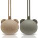 Caja Schnullerbox Silicone 2 piece of pacifier storage - Panda Design - BPA -free - Safe storage pacifier - High -quality baby accessories babies (2 -Set 1x field gray + 1x gray green)