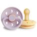FRIGG Moon Natural Rubber Baby Pacifier | Made in Denmark | BPA-Free (Soft Lilac/Daffodil 6-18 Months) 2-Pack 6-18 Month Soft Lilac/Daffodil