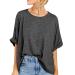 Women Oversized T-Shirt Summer Casual Short Sleeve Loose Tee Tops Large Dark Grey