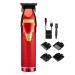 Hair Clippers USB Rechargeable Electric Beard Trimmer Barbers Hair Grooming Kit Red Hair Trimmer for Men
