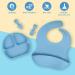 Vicloon Silicone Baby Feeding Set | 4 Pcs Weaning Suction Plate, Bib, Spoon & Fork | BPA-Free Toddler & Kids Plate Set | Divided Plate | Gift for Kids - Blue - Buy Online on SooperMarket.com