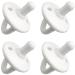 Pacifier Soother Baby 4 Pack of Pacifiers Newborn Teething 100% Food Grade Soft Silicone Certified BPA Free by Comfy Cubs 0 6 Months White Stage 1