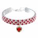Rayminsino pet necklace with rhinestones elastic adjustable with gemstones peach-heart and heart band for kitten and dogs M pink red white