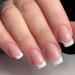 24Pcs White French Tip Press on Nails - Short French False Nails Square/Milky Fake Nails with Nail Glue Stick on Nails for Women French Press on Nails Fake Nail for Nails Art(French & White)