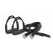 AMKA stirrups with joint black safety stirrups with leather stirrup straps in a set