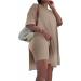 Difanlv Plus Size Women's 2 Piece Brown Tracksuit Set - Short Sleeve Tunic Top & Bodycon Shorts | Size Large - Buy Online on SooperMarket.com