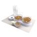 Cat Bowls NATRUTH Gravity Water and Double Food Triple Bowls with a Bowl Mat Spoon Wet Dry Feeding Set Pet food for Cats Small Dogs (Grey)