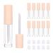 10pcs Lip Gloss Containers with Large Brush  CAIYA 9ml Empty Lip Gloss Tubes Stoppers Clear Lip Gloss Bottles Bulk Round Thickened Refillable Lip Glaze Bottles for DIY Lipgloss(Light Orange)