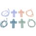 Hztyyier 4 PCS Baby Teether Set - Cross Design Silicone Chew Toys with Lanyard | Perfect Newborn Gift - International Shipping Available - Buy Online on SooperMarket.com