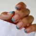 RikView French Tip Press on Nails Short Fake Nails Square Stick on Nails Nails with Waves Design Blue Nails for Women Short Square Blue