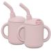 Silicone Sippy Cup by LoveyLu - Toddler Cup With Straw Spill Proof Soft Spout Cup With Handles Drop Proof No Spill Microwave Dishwasher and Freezer Safe (Blush) 2 Pack