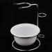 Shaving Brush Stand Holder & Mug Soap Dish Set - Silver/White | Perfect for Home & Barber Use - International Shipping Available - Buy Online on SooperMarket.com