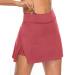 Ronony women short summer Various stretchy fold mini skirts with shorts for simple casual tennis golf yoga skater exercises L 001#red