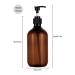 2 Pack 17oz Amber Plastic Pump Shampoo Bottles | Refillable Dispenser for Soap, Shampoo & Conditioner - 500ml Brown - Buy Online on SooperMarket.com